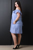 Off The Shoulder Ruffle Striped Shift Dress