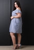 Off The Shoulder Ruffle Striped Shift Dress