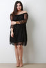 Semi-Sheer Lace Bardot Midi Dress