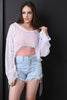 Fishnet Mesh Sharkbite Cinched Crop Top