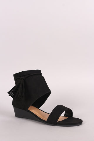 Bamboo Denim Double Band Platform Wedge