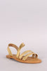 Bamboo Metallic Asymmetrical Strappy Flat Sandal