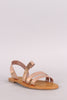 Bamboo Metallic Asymmetrical Strappy Flat Sandal